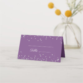Cartão De Mesa Recepção de Casamento com Brilho Prateado Roxo