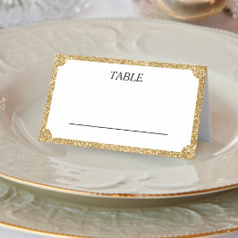Cartão De Mesa Recepção de casamento Concaverna Branca e Dourada