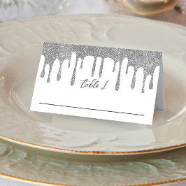 Cartão De Mesa Recepção de casamento de Coleta branca e prata