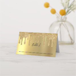 Cartão De Mesa Recepção de casamento de Drives de Glitter Dourada