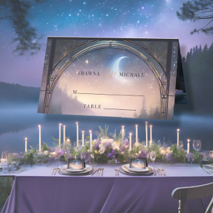 Cartão De Mesa Recepção de casamento de Fantasia do Lago Moonlit