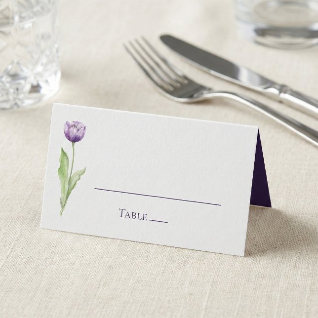 Cartão De Mesa Recepção de Casamento de Tulipa Roxa Profunda Mini (Criador carregado)