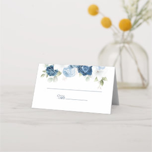 Cartão De Mesa Recepção de casamento Floral Azul Dusty