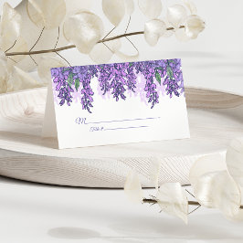 Cartão De Mesa Recepção de Casamento Floral com Wisteria Roxa