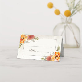 Cartão De Mesa Recepção de casamento Floral Laranja Queimada