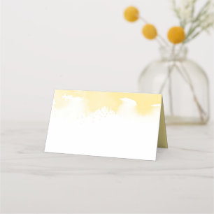 Cartão De Mesa RECEPÇÃO DE CASAMENTO na moda de aquarela amarela