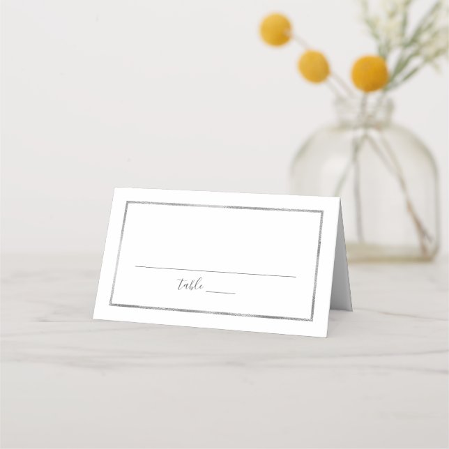 Cartão De Mesa Recepção de casamento Simples de Quadro Silver (Frente)