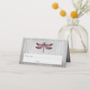 Cartão De Mesa Recepção de Dragonfly com Jewels Magenta