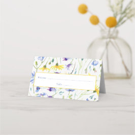 Cartão De Mesa Recepção de Flores Selvagens com Cores Aquáticas