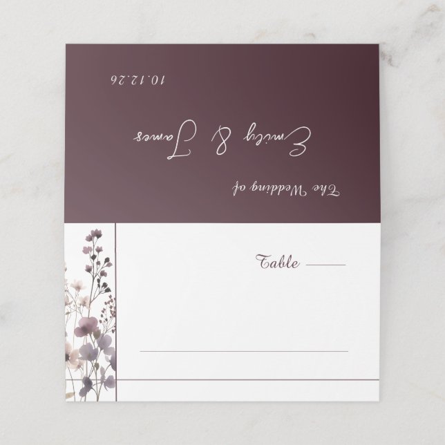 Cartão De Mesa Red Blush Floral Wedding Elegant  (Exterior/Desdobrado)