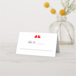 Cartão De Mesa Red Love Hearts On White Weding