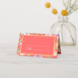Cartão De Mesa Red Peranakan floral duplo xi casamento chinês