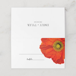 Cartão De Mesa Red Poppy Simplicity Wedding Escort