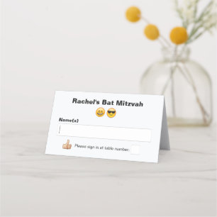 Cartão De Mesa Redes sociais Emoji Bat Mitzvah ou Bar Mitzvah