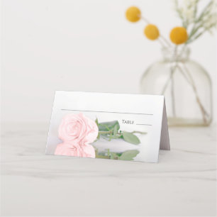 Cartão De Mesa Refletindo Escrita de Casamento Elegante Rosa Rosa