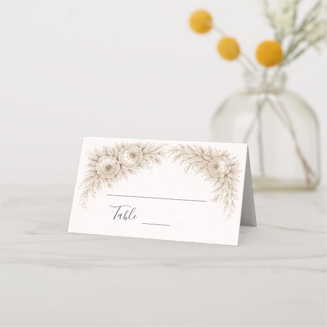 Cartão De Mesa Regency Botanical Engraving Wedding  (Frente)