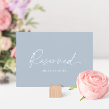 Cartão de Mesa Reservada Dusty Blue para Casamento