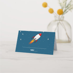 Cartão De Mesa Retro Rocket Wedding