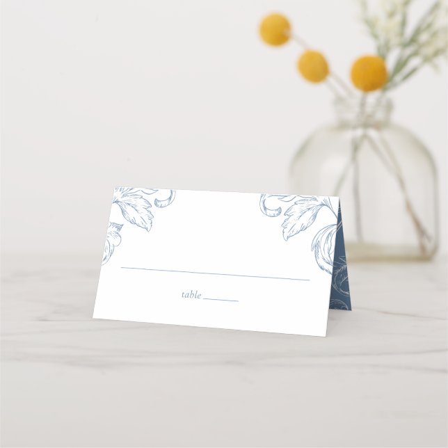 Cartão De Mesa Rococo Vintage Blue Wedding RSVP (Frente)