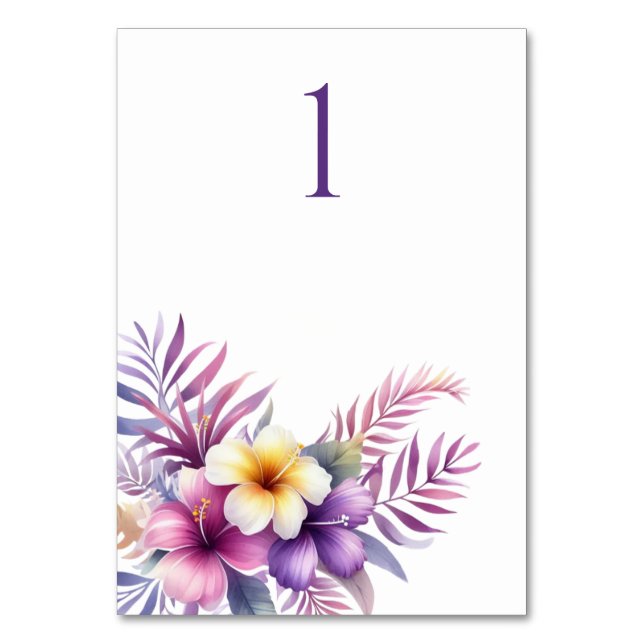 Cartão de Mesa Romance-Casamento da Ilha Watercolo (Frente)