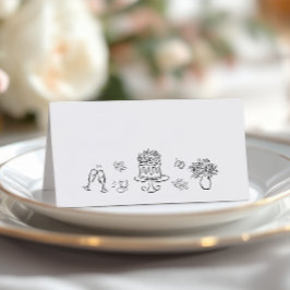 Cartão De Mesa Romântico Caprichoso Desenhado à Mão