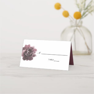 Cartão De Mesa rosa burgundy chique de flores a aquarela