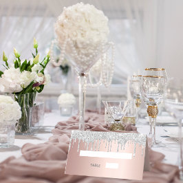 Cartão De Mesa Rosa dourado, brilho de prata toma aniversário