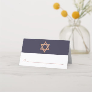 Cartão De Mesa Rosa Dourado Magen David Qualquer Festa de Purim O