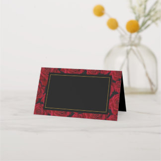 Cartão De Mesa Rosa vermelha Elegante - Casamento