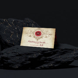 Cartão De Mesa Rosa | Vintage Crimson Red Gem Grunge