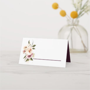 Cartão De Mesa Rosas Burgundy Cremosas Elegantes Moldura