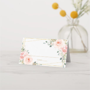 Cartão De Mesa Rosas Cor-de-Rosa Elegantes Florais Geométricas Do