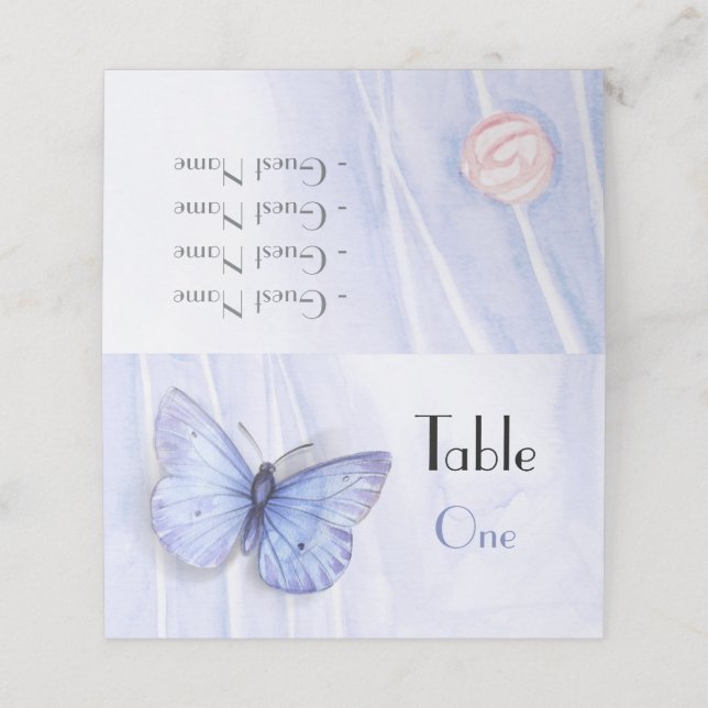 Cartão De Mesa Rosas de aquarelas e borboletas (Exterior/Desdobrado)