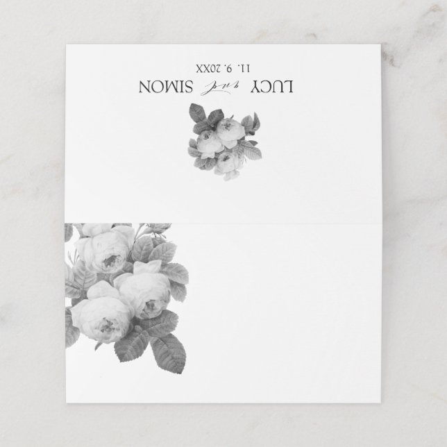 Cartão De Mesa Rosas de colheita franceses (Exterior/Desdobrado)