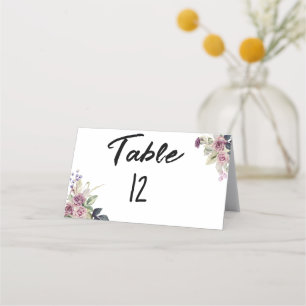 Cartão De Mesa Rosas de lavanda rosa com aquarela minimalista