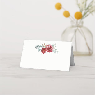 Cartão De Mesa Rosas Florais Burgundy Casamento de Buquê de Folha