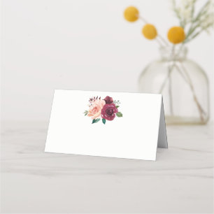 Cartão De Mesa Rosas Florais Rosa Poeira Borgonha Casamento
