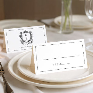 Cartão De Mesa Rosas Franceses Elegantes Casamento do Monograma C