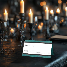 Cartão De Mesa Rosas Negras Gótica Casamento Teal