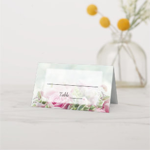 Cartão De Mesa Rosas Rosa Elegantes e Casamento Teal de Buds Peon