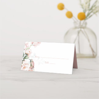 Cartão De Mesa Rosas Rosa Esbranquiçadas com Casamento de Pássaro