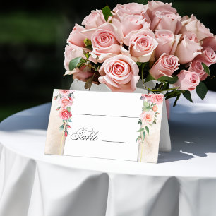 Cartão De Mesa Rosas Rosa Românticas De Cores Aquáticas