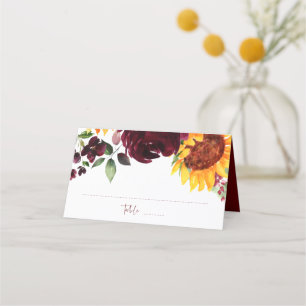 Cartão De Mesa Rosas Sunflower & Burgundy Casamento outono