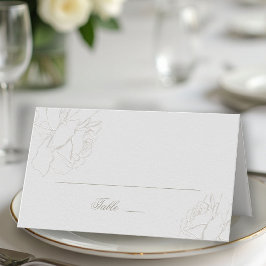 Cartão De Mesa Roses Ivory Faux Embossed Formal Classic Wedding