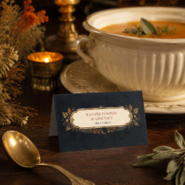 Cartão De Mesa Rótulo de comida botânica personalizado de Samhain