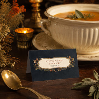 Cartão De Mesa Rótulo de comida botânica personalizado de Samhain