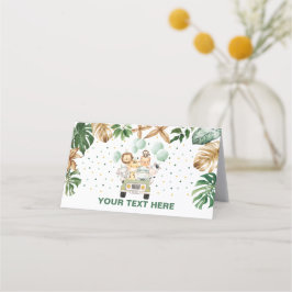 Cartão De Mesa Rótulo de Comida de Animais da Selva Tropical Safa