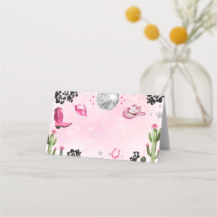 Cartão De Mesa Rótulo de Comida de Vaca Disco Rosa