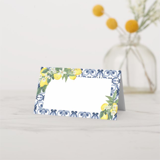 Cartão De Mesa Rótulo de comida em branco Mediterrâneo Limão ou  (Frente)