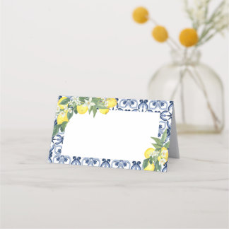 Cartão De Mesa Rótulo de comida em branco Mediterrâneo Limão ou 